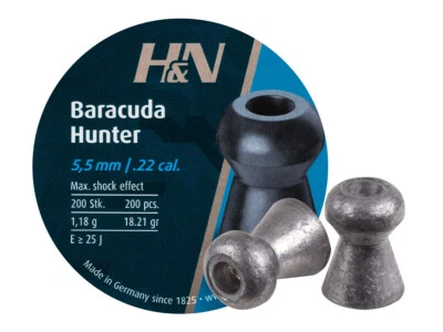 H&N Baracuda Hunter 200 Count HOLLOW POINT 5.5mm .22 Caliber Pellets GERMANY