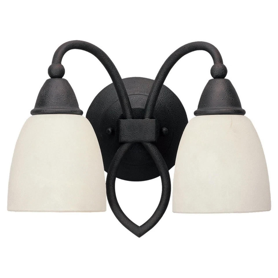 Tocador de 2 luces Sea Gull Lighting Pemberton, grano de pimienta con vidrio de crema 40074-799  Foto 1 de 4