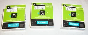 3 x Dymo D1 label cassette 40913 9mm x 7m (3/8" x 23') black on white - Picture 1 of 1