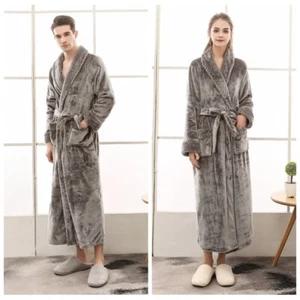 Para hombres Mujeres Vellana Gofres Largo Gris Vestido Lujo Ligero Vestido Cálido - Imagen 1 de 14