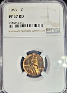 1963 1C Proof Lincoln Memorial Cent NGC PF 67 RD Cameo Uncirculated Mint Collect - Picture 1 of 5