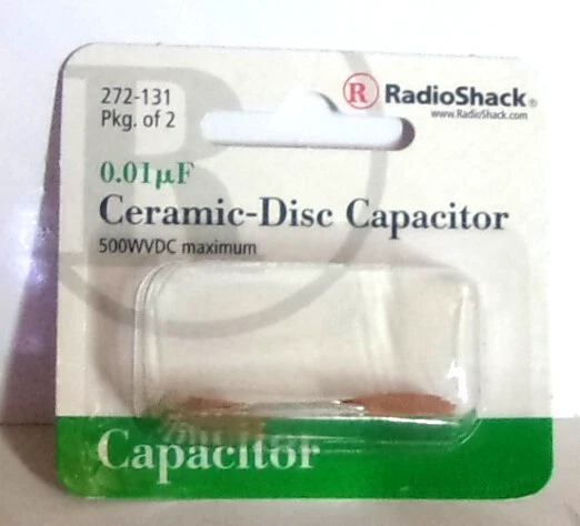 Radio Shack #272-131 Condensador de Disco Cerámico 0.01 pF Paquete de 2 NUEVO Foto 1 de 1