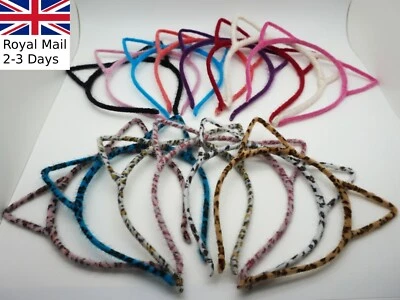 Cat Ears Soft Fluffy Hairy Girls Headband Hairband Metal Hoop Band Alice Hen Do - Image 1 of 4