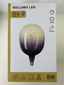 IKEA ROLLSBO LED Bulb E26 160 Lumen Dimmable Tube-Shaped/Brown-Black Glass 7" - Picture 1 of 5