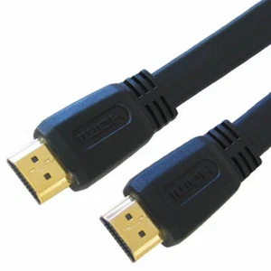 Long Flat HDMI Male to Male High Speed With Ethernet Cable HDTV PS3 Gold Lead 3D - Picture 1 of 2