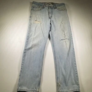 Levi's 505 Herrenjeans 32 x 30 blau Denim normale Passform Baumwolle abgenutzt Taschen - Bild 1 von 15