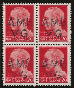 1945 Venezia Giulia - AMG-VG 20 c. sopr. evanescente in quartina MNH** - Picture 1 of 1