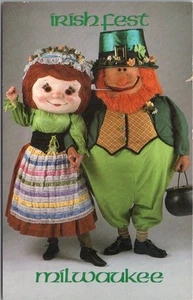 Póster postal vintage 1987 Milwaukee Irish Fest Wisconsin arte mascotas/sin usar - Imagen 1 de 2