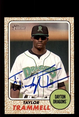 Signed Baseball Card Auto Taylor Trammell 2017 Topps Heritage Minor League #102 - Image 1 of 2