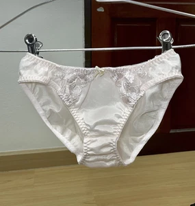 Vintage Light Polyester Sissy Panty Bikini Sz.7/L Sheer Nylon Floral Lace Briefs - Picture 1 of 17