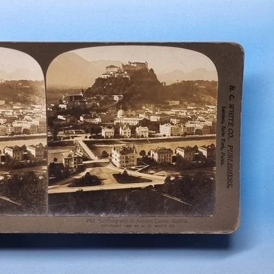 Salzburg Stereoview 3D C1900 Real Photo Austria City & Ancient Castle View - Image 1 of 3