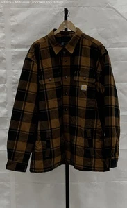 Men's Carhartt Brown Black Plaid Sherpa Lined Relaxed Fit Thermal Jacket 2XL - Picture 1 of 7