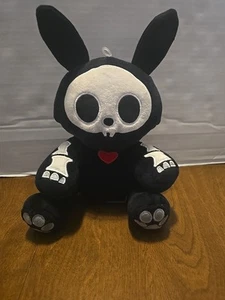 Skelanimals Plush Jack the Rabbit 8" Black White Skeleton Red Heart Hasbro - Picture 1 of 13