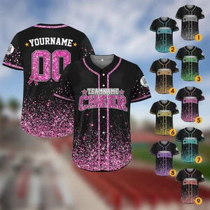 Personalisiertes Glitzer Baseball Trikot, individueller Name Nummer Farbe Glitzer Jersey - Bild 1 von 3