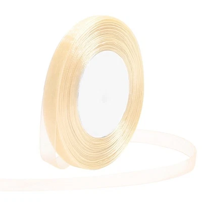 Ivory Ribbon Gift Wrapping 3/8 Inch Sheer Organza 50 Yards, Wedding Bouquet Bow - Image 1 of 4