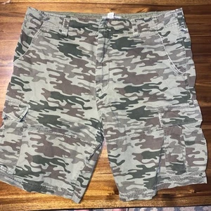 Steve & Barry's Cargo Shorts Mens 38 Green Camouflage Drawstring - Picture 1 of 8