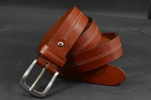 BELT FOR MEN 35 MM SUTURA HAVANA BROWN II GENUINE LEATHER HANDMADE MA LEATHER - Picture 1 of 9