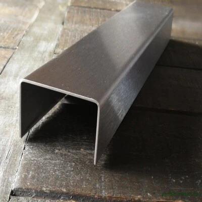 PROFILE-METALL.DE Edelstahl U-Profil rostfrei geschliffen 1.4301, U-Profil Kabelabdeckung 0,8 mm