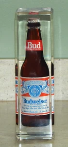 Vintage Budweiser Long Neck Beer Bottle Lucite Advertising Acrylic Bar Ice Block - Picture 1 of 13