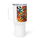 Cubist Bloom Dynamics Vivid Petal in Geometric Tango Travel mug with a handle