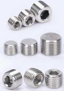 Brass Internal Hex Male Blanking Plug with BSPP, BSPT and NPT Threads - Picture 1 of 4