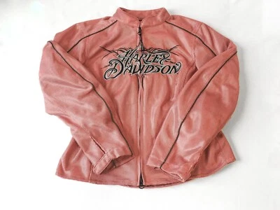 Chaqueta de motociclismo Harley Davidson rosa/rojo con logotipo de malla años 00, para mujer talla XS Foto 1 de 4