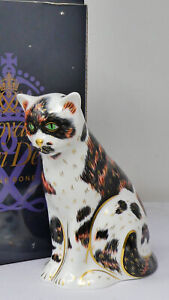 TORTOISESHELL MOTHER CAT Royal Crown Derby Figure Gold Stopper & Box