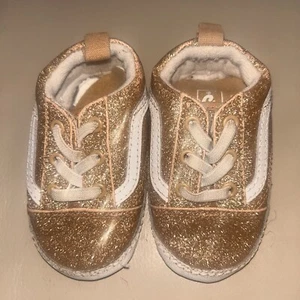 Baby Size 3 Vans Old Skool Shoes Sparkle Gold- Great Condition! - Picture 1 of 3