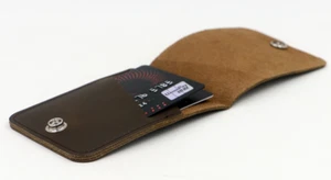 men women wallet purse cow Leather Card Case Cheque holder bifold bag coffee 541 - Picture 1 of 4