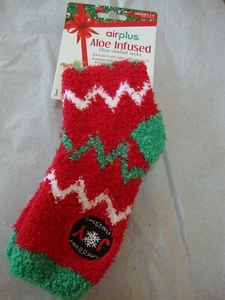 Air Plus Aloe Infused ULTRA COMFORT SOCKEN WEIHNACHTEN Damen 5-11 rot grün - Bild 1 von 2