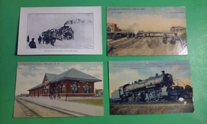 lot 4 old railroad depot / train-related postcards 1910's - Picture 1 of 15
