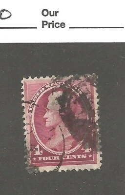 US # 215, 4 cent Rose carmine, Andrew Jackson, 1888, VF, scv$30+ - Image 1 of 2