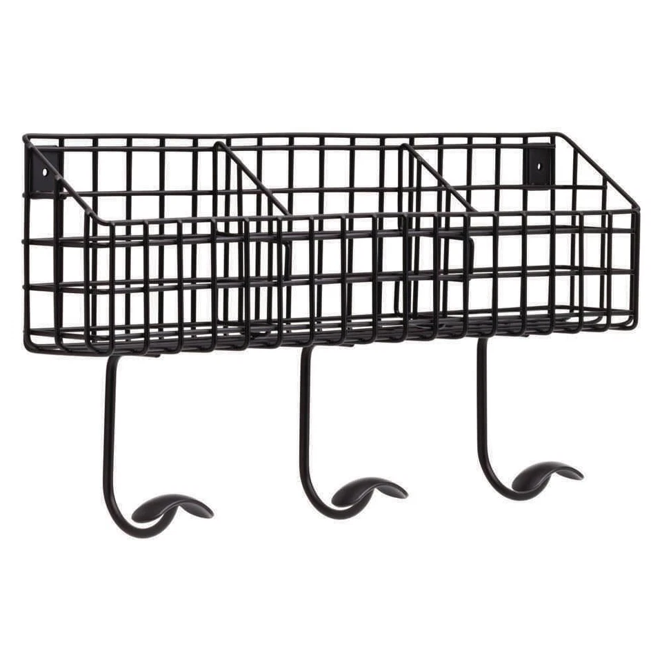 Cesta industrial Liberty R30314-FB 18" plana negra con 3 ganchos Foto 1 de 1