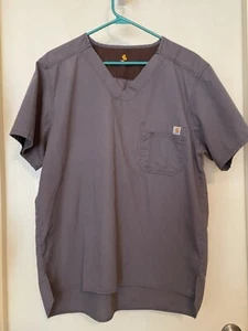 Carhartt Scrub Shirt Oberteil Herren Large Grau Kurzarm V-Ausschnitt Tasche - Bild 1 von 6