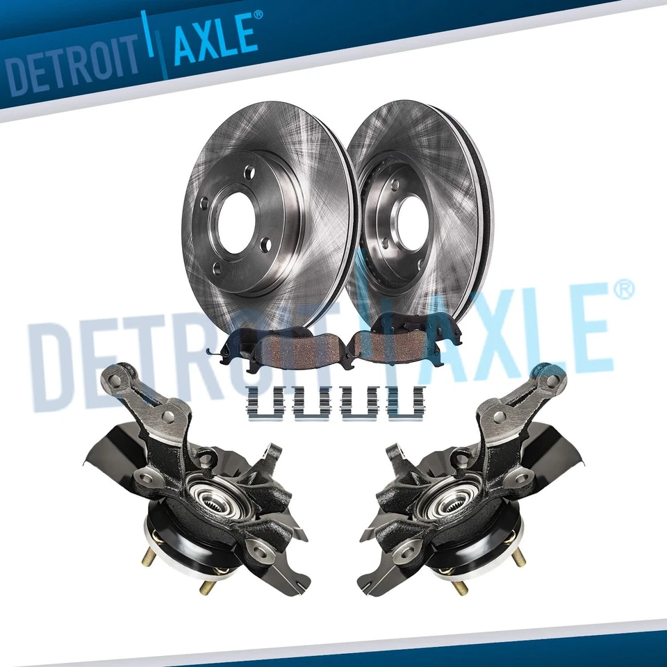 Front Steering Knuckles Hub Bearings Disc Rotors Brake Pads for Hyundai Accent Foto 1 de 4