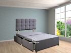 BRAND NEW LUXURY LINEN DIVAN BASE WITH 24 INCH HEADBOARD -VARIOUS COLOURS