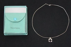 Tiffany Co. Women's Ladies Hollow Cross Silver Necklace Pendant , Signed Tiffany - Picture 1 of 10