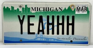 Michigan Spectacular Peninsulas Custom License Plate “YEAHHH” EXPIRATION 2009 - Picture 1 of 8