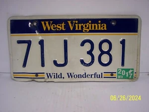 West Virginia License Plate 71J 381 EXPIRED 2017 Wild, Wonderful - Picture 1 of 3