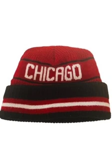 Chicago Blackhawks Beanie Hat Cap Striped Kane NHL Hockey Winter Hull Chelios - Picture 1 of 4