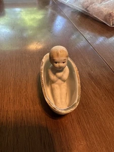 Vintage Bisque Porcelain Miniature Figurine Child Baby in Bathtub - Picture 1 of 4