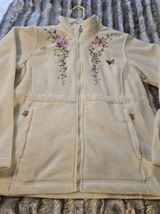 Chaqueta para mujer talla M Bradford Exchange polar bordada con cremallera blanca... - Imagen 1 de 16
