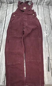 Vintage NWT Size 7 Burgundy Maroon CARHARTT Bibs Double Knee Youth Kids BU546 - Picture 1 of 11
