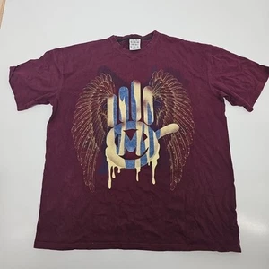 Camiseta de Colección Miskeen Para Hombre XL Tribal Goteo Mano Granate Y2K Streetwear Rara - Imagen 1 de 11