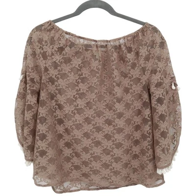 Blusa de renda Kori America feminina M marrom boho feminina romântica delicada fada sonhadora - Imagem 1 de 4
