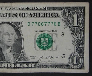 2013 $1 (ONE DOLLAR) - NOTE - FANCY SERIAL NUMBER - TRINARY - LUCKY 777 - Picture 1 of 3