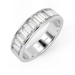 Natural 1.50Ct F/VS Baguette Diamond Channel Set Half Eternity In Platinum - Picture 1 of 10