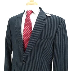 NUOVO Jos A Bank Seersucker blu ardesia scuro cotone blazer cappotto sportivo giacca 44S - Foto 1 di 19