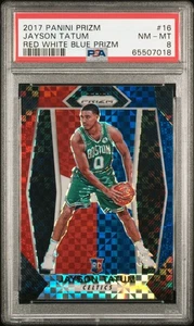 2017 Panini Prizm Red White Blue Jayson Tatum Rookie RC PSA 8 - Bild 1 von 2