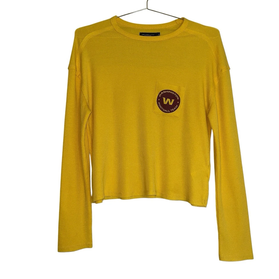 Ropa de comida chatarra dorada Washington fútbol americano tejido gofre manga larga top talla S Foto 1 de 4